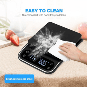 ⁦Digital Kitchen and Coffee Scale | 5KG/0.1g Precision | Rechargeable USB Lithium Battery | LCD Display | 4 Units, Tare, Auto Off, Timer Function | Stainless Steel + ABS plastic | Model RC-X | Black.⁩ - الصورة ⁦7⁩