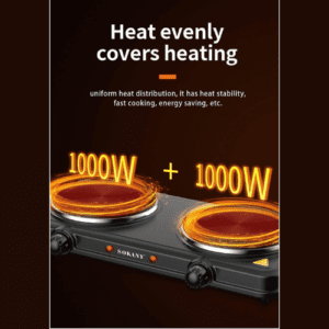 ⁦SOKANY Electric Stove&Heater Electrics Hot Plate Two Burners 2000W SK-5107 Black⁩ - الصورة ⁦7⁩