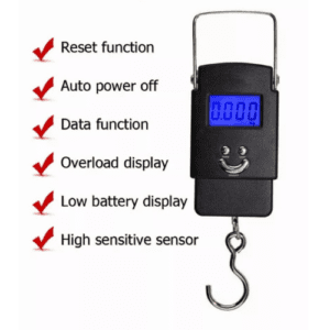 ⁦Portable Travel Digital Luggage Scale | Max Load 50KG | LCD Display | High Precision Sensors | Metal Handle | Model EC-H05 | Black.⁩ - الصورة ⁦7⁩