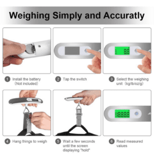 ⁦Portable Travel Digital Luggage Scale | Max Load 50KG | LCD Display | High Precision Sensors | Tare Function | 4 Measurements units | Model S1 | Silver.⁩ - الصورة ⁦7⁩