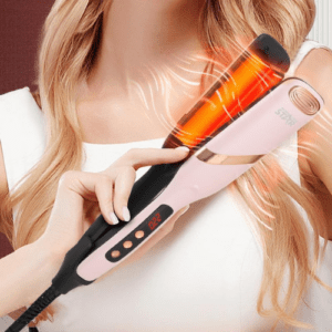 ⁦WINNING STAR Hair Crimper & Curling Iron 35mm with Double Barrel Hair Crimper | 75W with 5 Temperature Settings & Rapid Heat-up Time | PTC Ceramic Coated Plates | LED Display | Auto Power-Off | Pink⁩ - الصورة ⁦8⁩