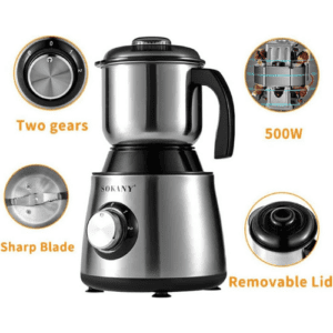 ⁦SOKANY 500W Adjustable Coffee Grinder Electric, Spice Grinder, Blade Coffee Grinder with 1 Removable Stainless Steel Bowl, 300g Coffee Bean Capacity, Stainless Steel⁩ - الصورة ⁦8⁩