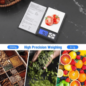 ⁦Digital Kitchen Scale | 2KG/0.1g Precision | LCD Display | 6 Weighing Modes, Tare function | Multifunction for Baking, Coffee, Jewelry | Stainless Steel Pan | Model DBJB | Silver/Black.⁩ - الصورة ⁦8⁩