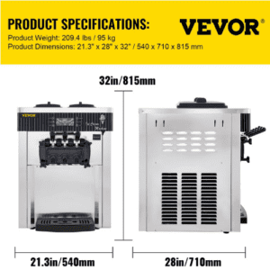 ⁦6L*2 Tabletop Ice Cream Machine, Commercial Ice Cream Maker 2+1 Flavors, Ice Cream Machine 2.2KW For Restaurants/Cafeterias/Fast Food⁩ - الصورة ⁦7⁩
