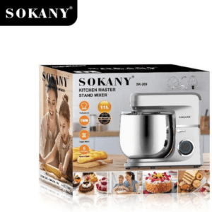 ⁦SOKANY SK-269 Food Processor Kneading Machine 1700 W, Professional 11 L Dough Machine with Whisk, Dough Hook, Beater and Splash Guard, 6 Speeds with Stainless Steel Bowl Mixing Machine⁩ - الصورة ⁦9⁩